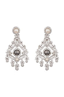 White Finish Pearl Earrings