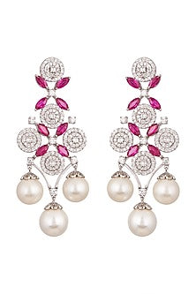 White Finish Shell Pearl Earrings