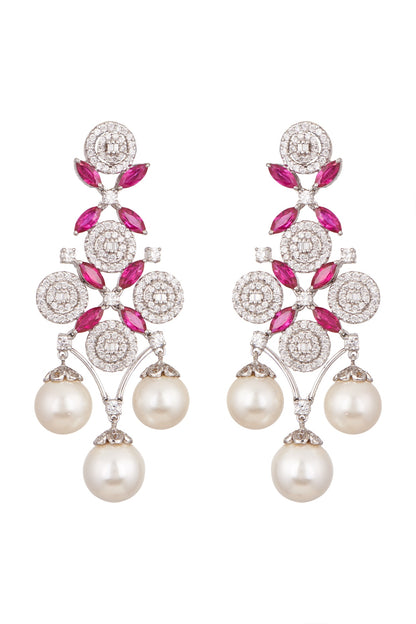 White Finish Shell Pearl Earrings