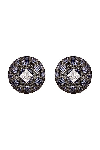 Multi Tone Finish Swarovski Earrings In Sterling Silver