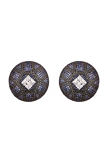 Multi Tone Finish Swarovski Earrings In Sterling Silver