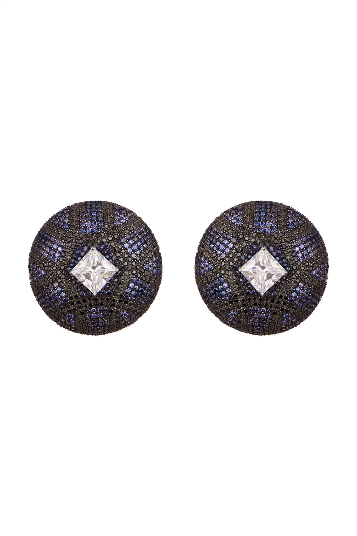 Multi Tone Finish Swarovski Earrings In Sterling Silver