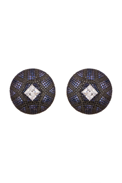 Multi Tone Finish Swarovski Earrings In Sterling Silver