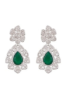 White Finish Emerald Earrings