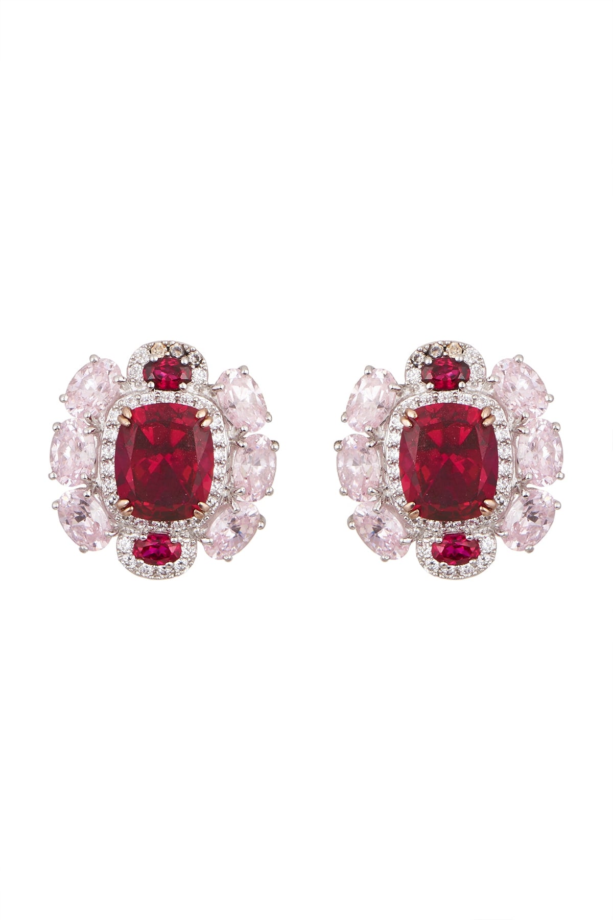 White & Gold Finish Cubic Zirconia Earrings