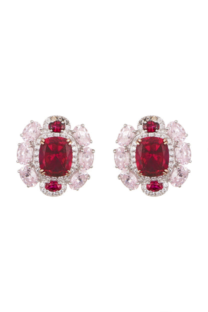 White & Gold Finish Cubic Zirconia Earrings