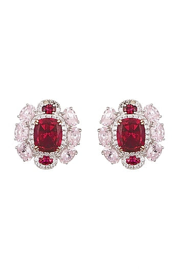 White & Gold Finish Cubic Zirconia Earrings