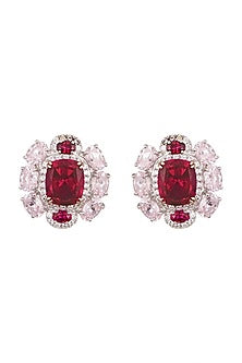 White & Gold Finish Cubic Zirconia Earrings