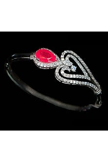 White Finish Cubic Zirconia & Hydro Ruby Bracelet