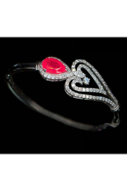 White Finish Cubic Zirconia & Hydro Ruby Bracelet