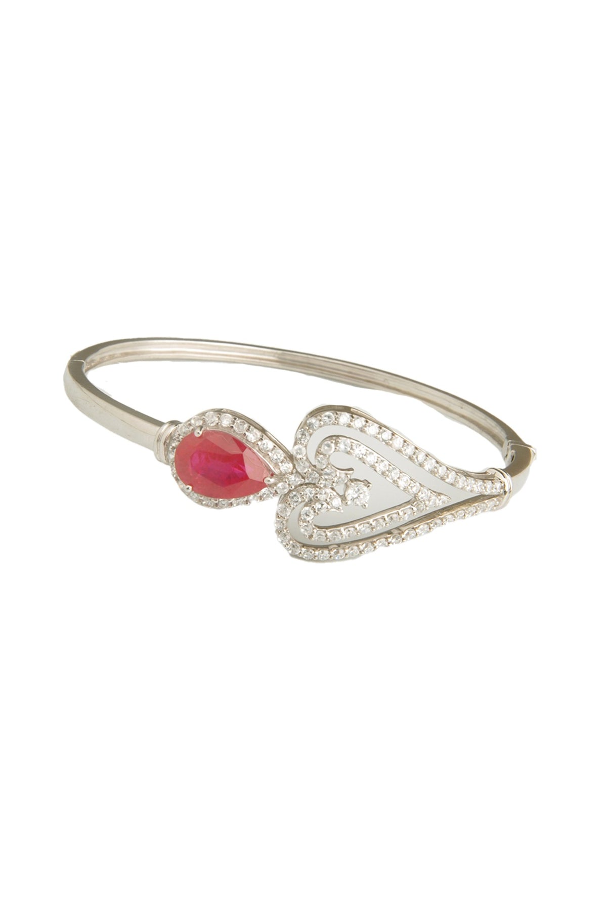 White Finish Cubic Zirconia & Hydro Ruby Bracelet