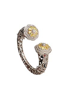 White Finish Yellow & White Cubic Zirconia Enameled Bracelet