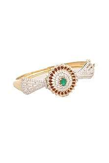 Two Tone Finish Ruby & Cubic Zirconia Bracelet