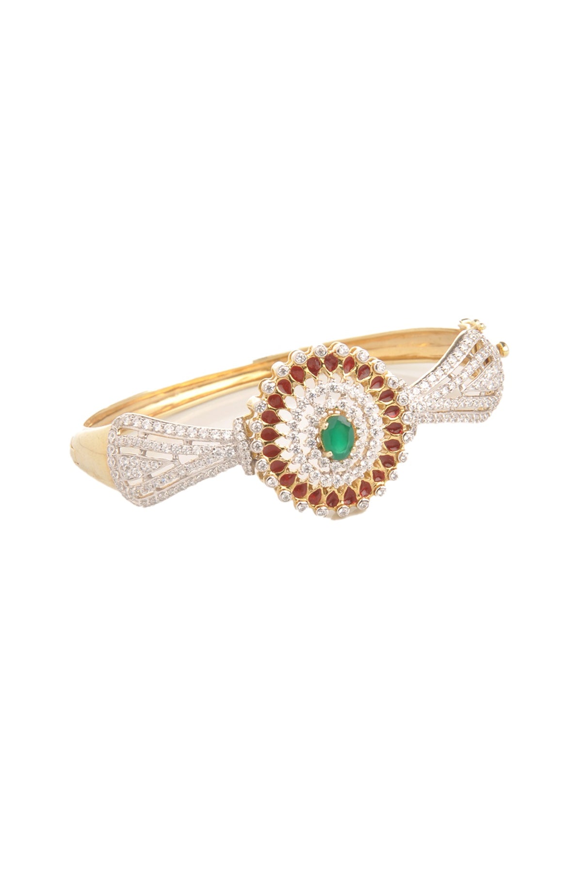 Two Tone Finish Ruby & Cubic Zirconia Bracelet