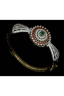 Two Tone Finish Ruby & Cubic Zirconia Bracelet