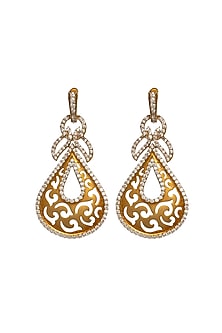 Two-Tone Rhodium Finish Cubic Zirconia Dangler Earrings