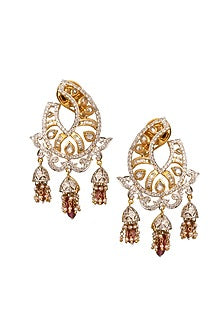 White Rhodium Finish Cubic Zirconia & Pearl Dangler Earrings