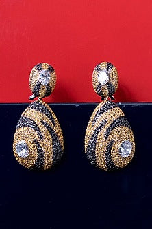 White Rhodium Finish Cubic Zirconia Dangler Earrings In Sterling Silver