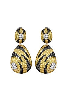 White Rhodium Finish Cubic Zirconia Dangler Earrings In Sterling Silver