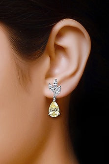 White Finish Cubic Zirconia Dangler Earrings In Sterling Silver