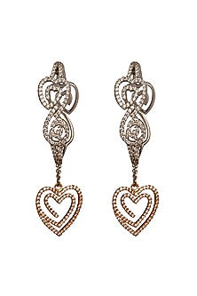 Two Tone Finish Cubic Zirconia Hoop Earrings