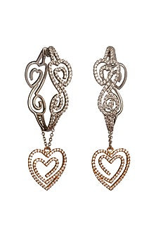 Two Tone Finish Cubic Zirconia Hoop Earrings