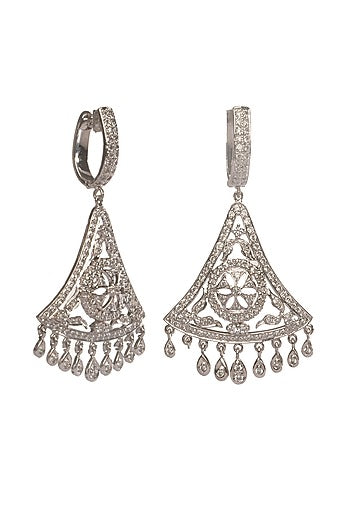 White Finish Cubic Zirconia Dangler Earrings