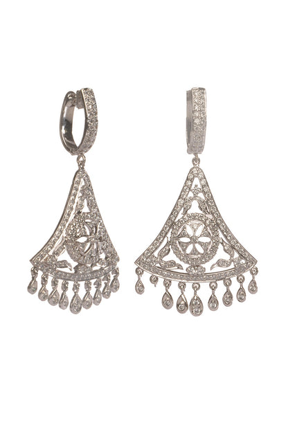 White Finish Cubic Zirconia Dangler Earrings