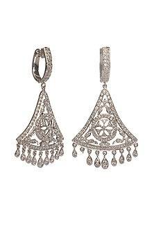 White Finish Cubic Zirconia Dangler Earrings