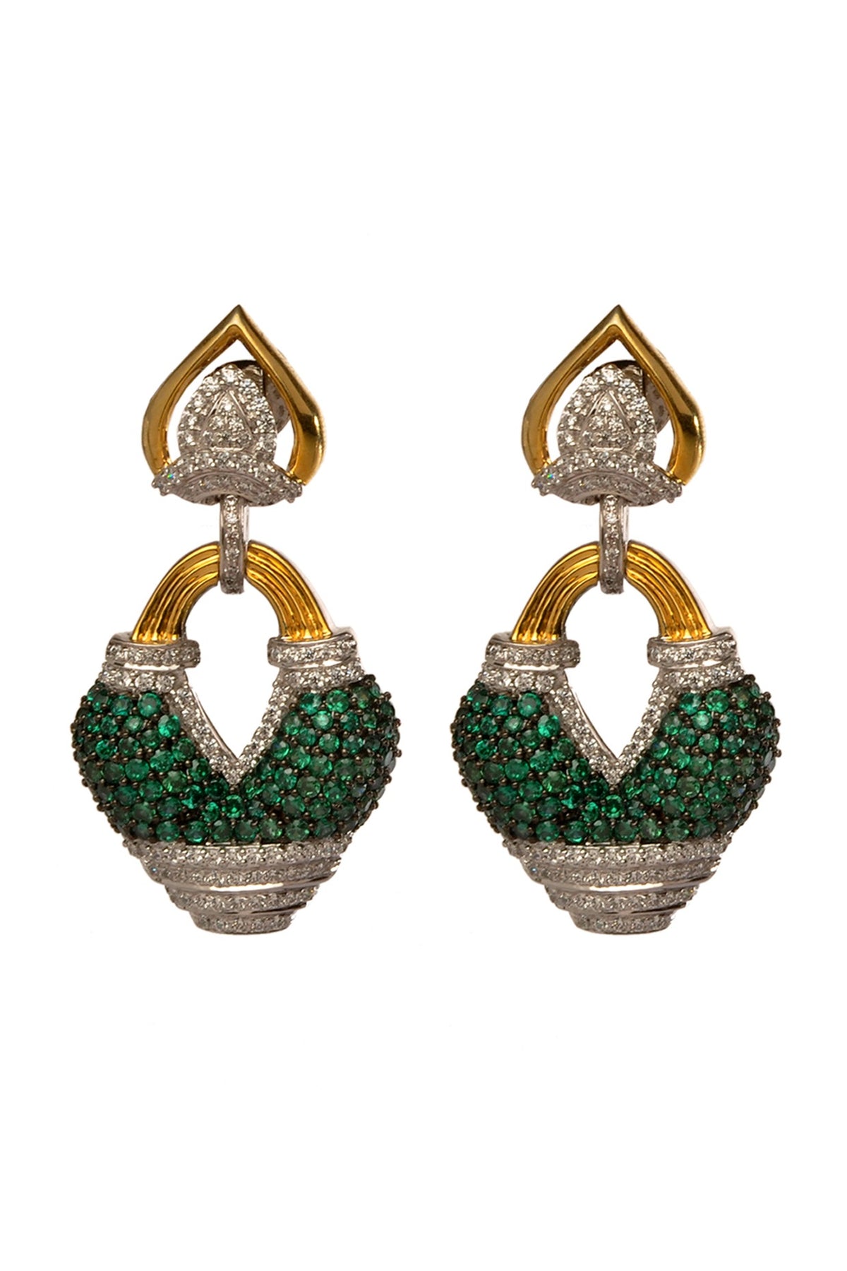 White Finish Cubic Zirconia Dangler Earrings