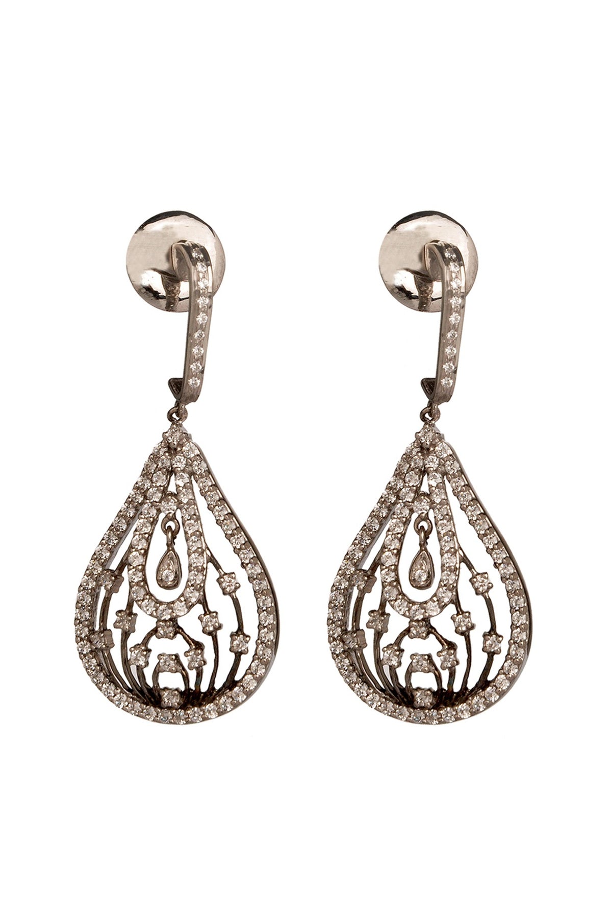 Two Tone Finish Cubic Zirconia Dangler Earrings