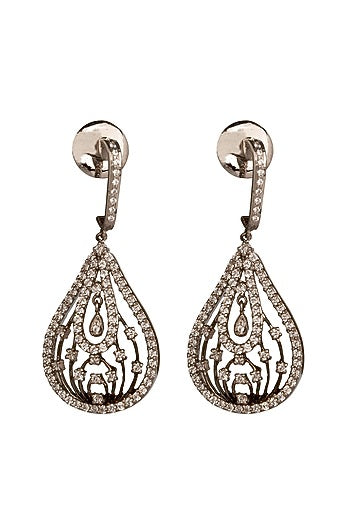 Two Tone Finish Cubic Zirconia Dangler Earrings