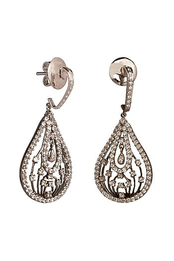 Two Tone Finish Cubic Zirconia Dangler Earrings