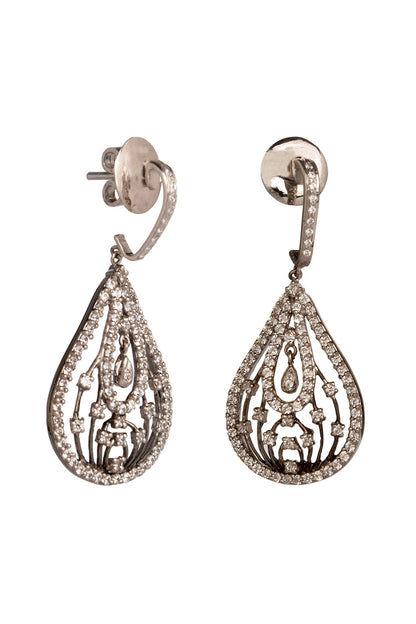 Two Tone Finish Cubic Zirconia Dangler Earrings