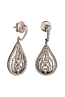 Two Tone Finish Cubic Zirconia Dangler Earrings