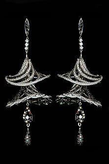 Two Tone Finish Cubic Zirconia Jhumka Earrings