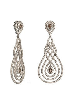 White Finish Cubic Zirconia Dangler Earrings