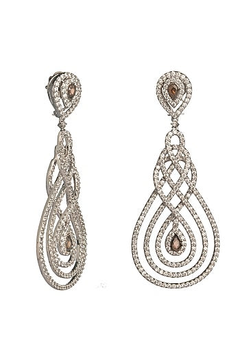 White Finish Cubic Zirconia Dangler Earrings