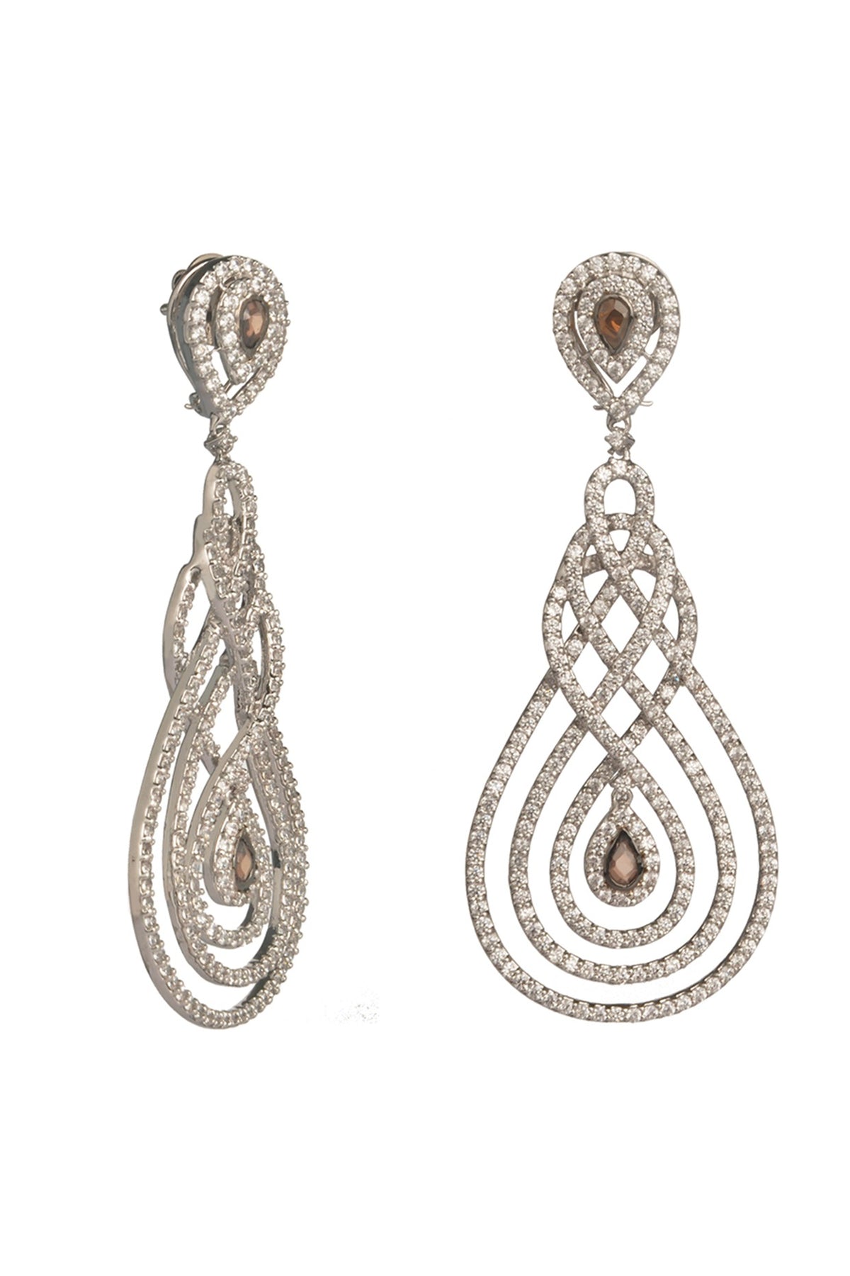 White Finish Cubic Zirconia Dangler Earrings