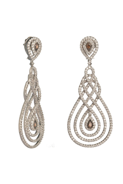 White Finish Cubic Zirconia Dangler Earrings