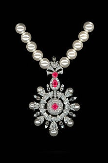 White Rhodium Finish Cubic Zirconia & Shell Pearl Necklace