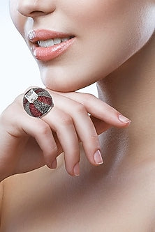 White Finish Cubic Zirconia Ring In Sterling Silver