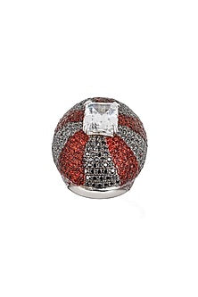 White Finish Cubic Zirconia Ring In Sterling Silver