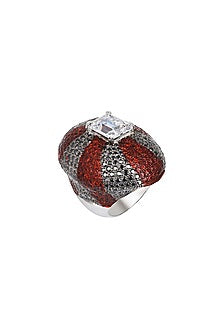 White Finish Cubic Zirconia Ring In Sterling Silver