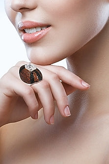 White Finish Cubic Zirconia Ring In Sterling Silver