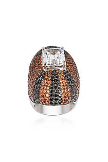 White Finish Cubic Zirconia Ring In Sterling Silver