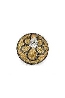 White Finish Cubic Zirconia & Crystal Ring In Sterling Silver