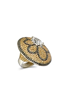 White Finish Cubic Zirconia & Crystal Ring In Sterling Silver