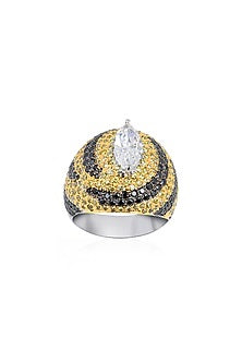 White Finish Cubic Zirconia Ring In Sterling Silver