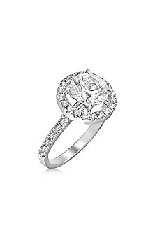 White Rhodium Finish Cubic Zirconia Ring In Sterling Silver